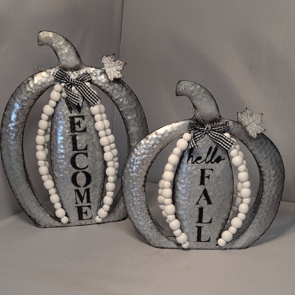 Farmhouse Fall Pumpkin Decor Metal & Wooden Beads - Picture 2 of 9